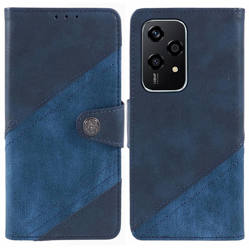 

For Honor 200 Lite Case Wallet Leather Splicing Phone Cover Crazy Horse Texture Dark Blue