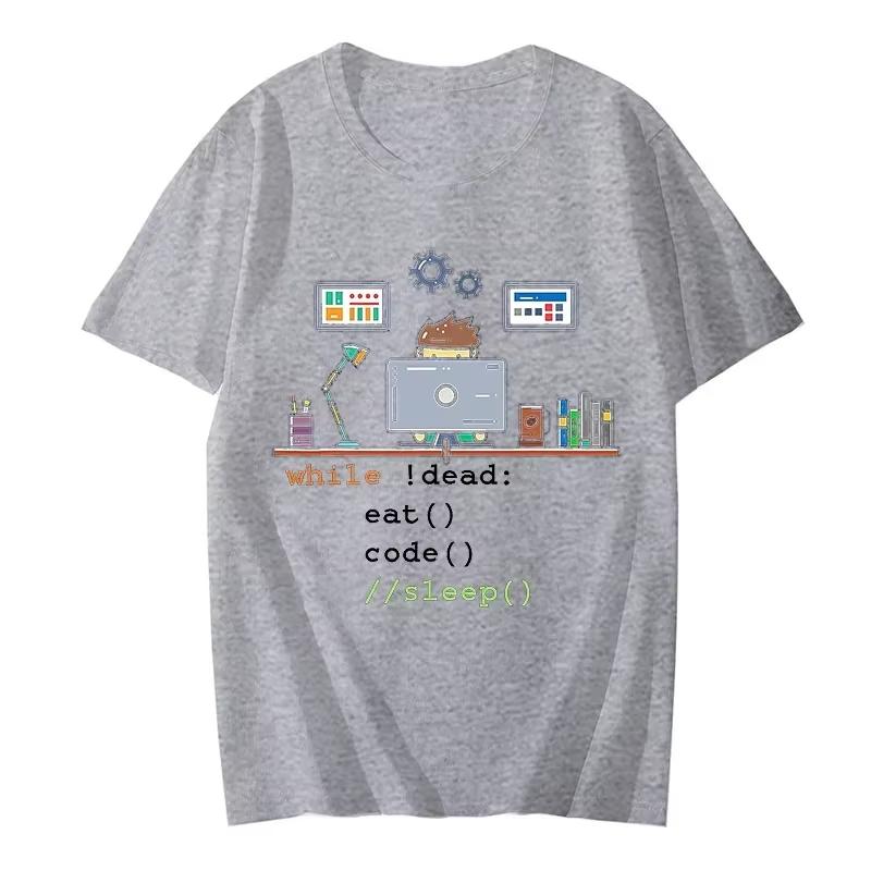 Funny Tees Computer Science Python Programmer Eat Code Sleep T Shirts Graphic Streetwear Short Sleeve Birthday Summer Tshirt