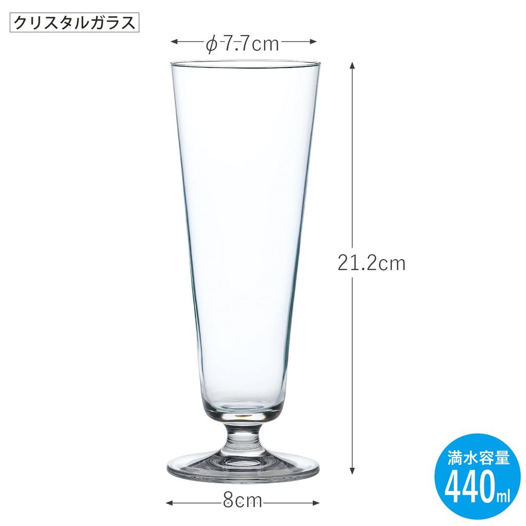 Toyo Sasaki Glass Crystal Stem Collection Beer Glass, Pilsner, 440ml, Juice Glass, Cup, DKC-12204