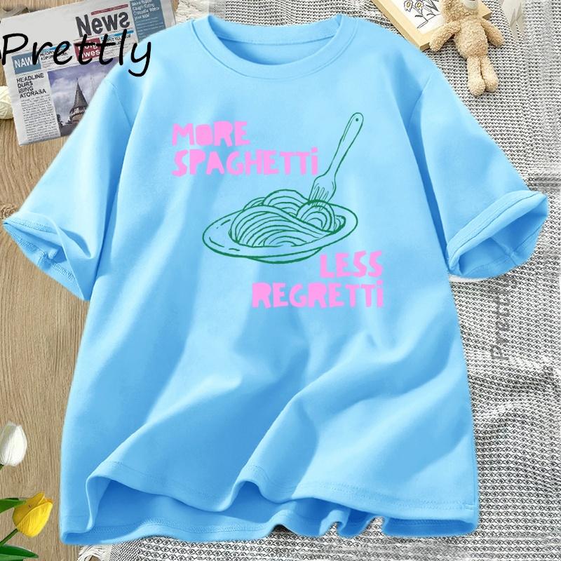 Spaghetti T Shirt Pasta Lover Tee Italian Food TShirt Unisex Women Funny Cotton Short Sleeve Graphic T Shirts Womens Clothing