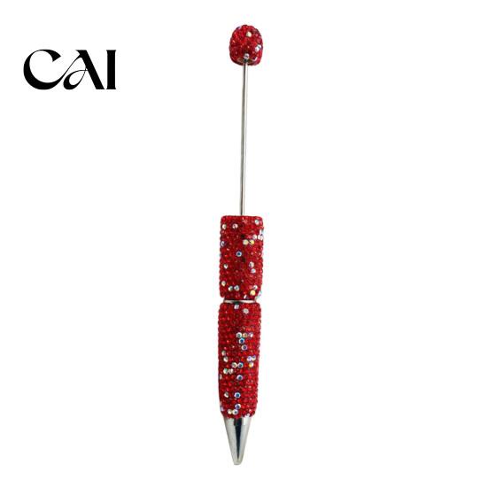 Crystal Diamond Gel Pen Beadable Pens, Bling Rhinestone Beaded DIY Bead Pen, Shaft Decorative Craft Black Ink Ballpoint Pens for Decorations