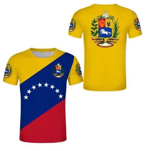 Venezuelan flag and emblem 3D printed T-shirt for women and men, high-quality clothing