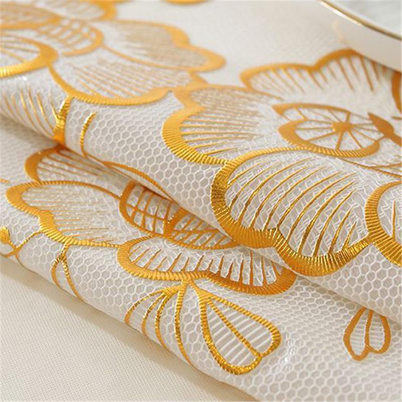 Waterproof Oilproof Heat-resistant Wash-free Gold Foil Tablecloth Rectangle Dining Table Cover for Kitchen Living Room Decor