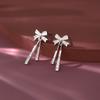 Real 925 Silver Zircon Bowknot Advanced Stud Earrings For Women Classic Fine Jewelry Light Niche Accessories