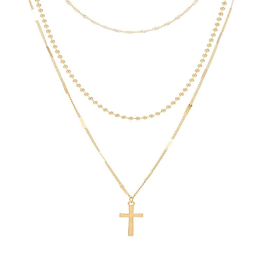 

Alloy Cross Stylish Pendant Necklace In Trendy Gold And Silver For Womens Fashion золотий