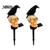 Solar Powered Pathway Lighting LED Crow Skull Light, Waterproof Halloween Gothic Decorative Stakes for Flowerbeds on Skeleton Head Stake Lamp Garden,