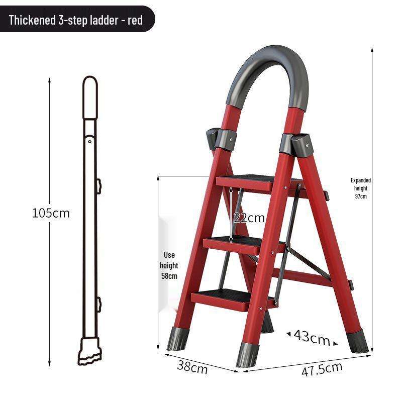 Four-Step Folding Telescopic A-Frame Ladder for Indoor Use