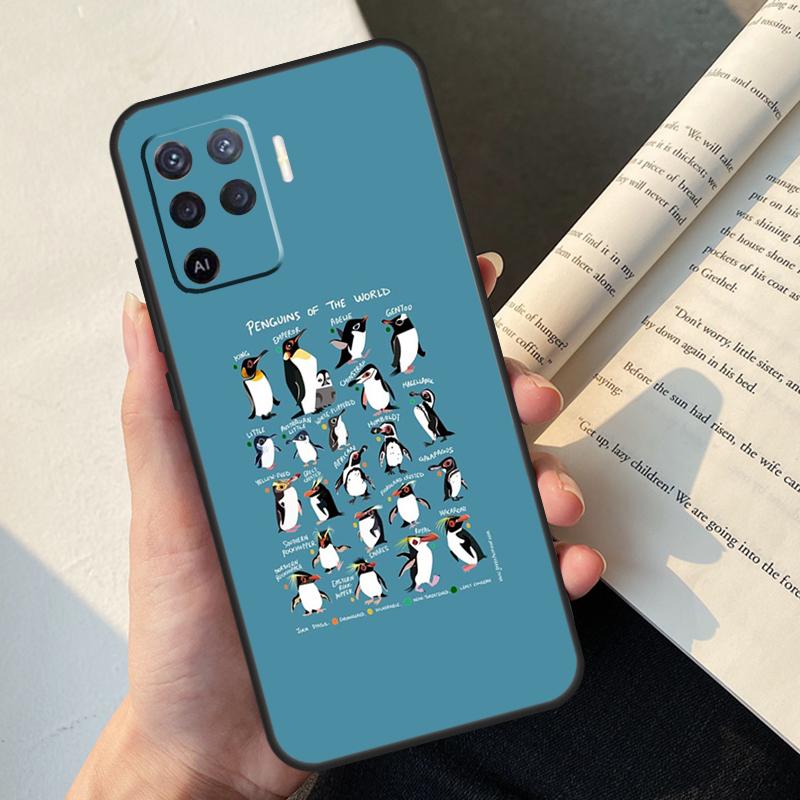 Cartoon Penguin Case For Oppo A5 Pro A15 A16 A17 A57 A77 A94 A74 A54 A76 A96 A40 A60 A80 A18 A38 A58 A78 A98