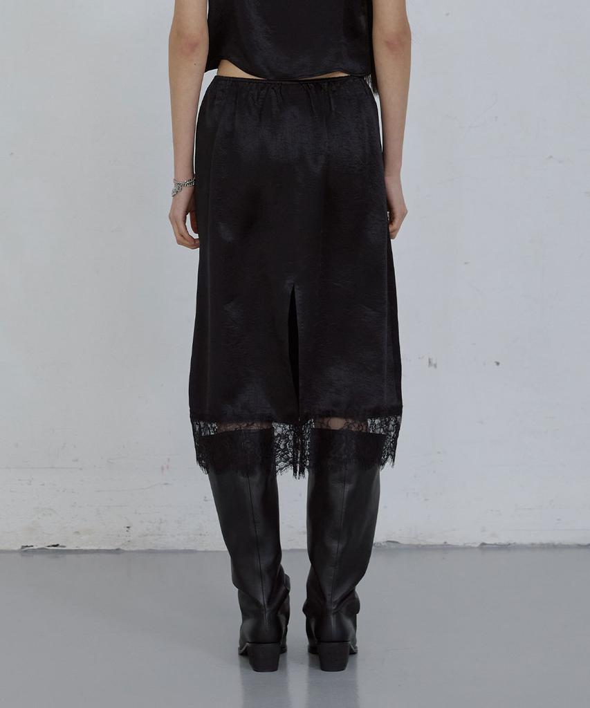 Uusoo Sheer Lace Skirt_ Black
