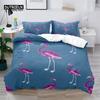 Weiche Bunte Flamingo Bettwäsche Set Queen Size Mikrofaser Tropische Blumen Grüne Blätter Bettbezug mit Kissenbezügen Heimtextil