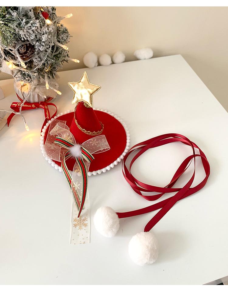 Women's Red 3D Bow Tie Reindeer Top Hat - Christmas Holiday Hair Accessory
