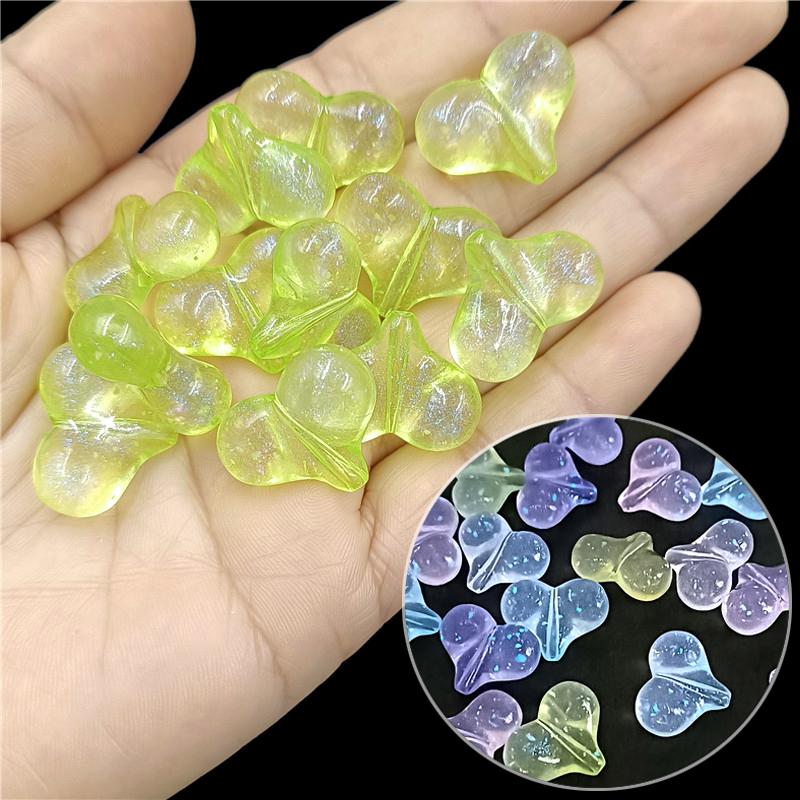 Bracelet Accessories DIY Fine Shimming Peach Heart Beads Scallion Powder Vertical Hole Handmade Materials Fashion Necklace Luminous 10pcs