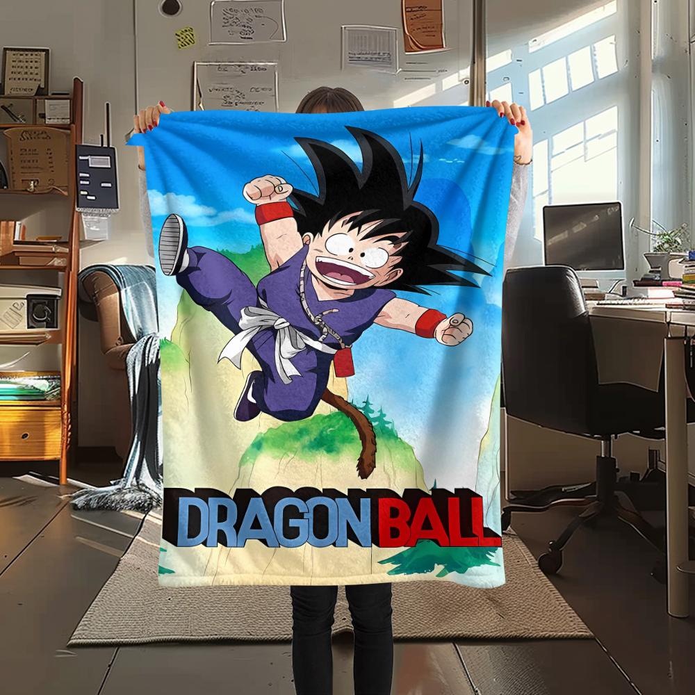 

Фланелевое одеяло с принтом персонажей Dragon Ball, Высококачественное, Удобное для всех сезонов, Декор для дома, Тепло и уют, Идеально для рождественских подарков 80cm x 120cm