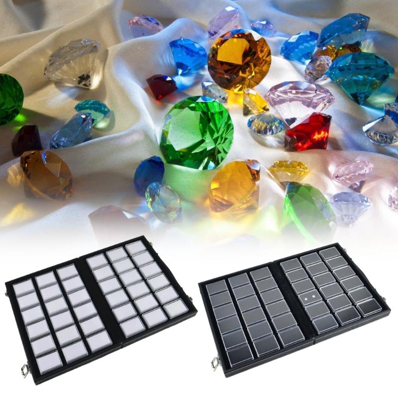 Clear Rectangular Jewelry Box with Handmade Leather Handle Displaying Organizers Suitable for Organizing Rings Bracelets