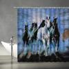 Western Horse Shower Curtains Running Horses Farm Animal Country Unique Oil Painting Abstract Art Fabric Bathroom Deco Set Hooks