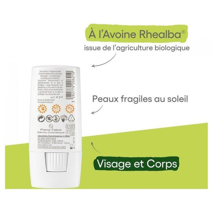 Stick Solaire - A-DERMA - Protect X-Trem - SPF 50+ - Hypoallergénique - 8g