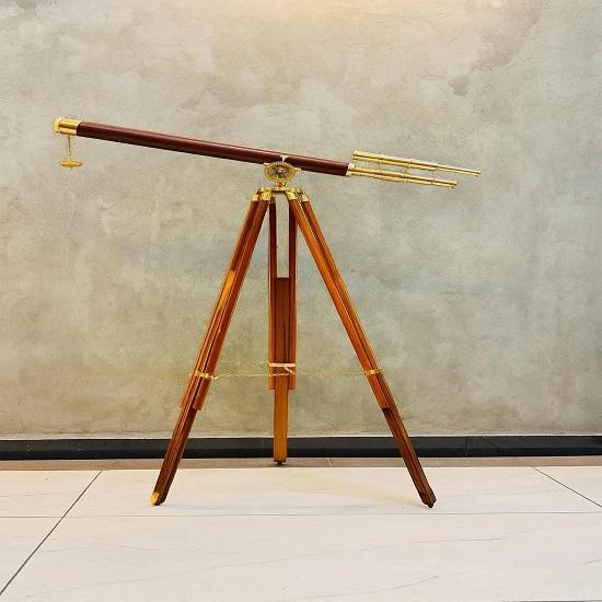 Handmade Brass Telescope with Wooden Tripod Nautical Decor Telescope Gift  Engraved Spyglass for Office Home Decoration