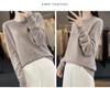 Women's Round Neck Hollow Out Wool Knit Sweater - Slimming Seamless Long Sleeve Pullover