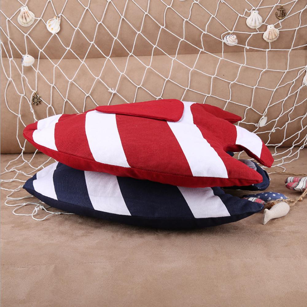 1Pc Striped Fish Shaped Cushion Mediterranean Style Cotton Linen Pillow Home Sofa Car Children Bedroom Decoration