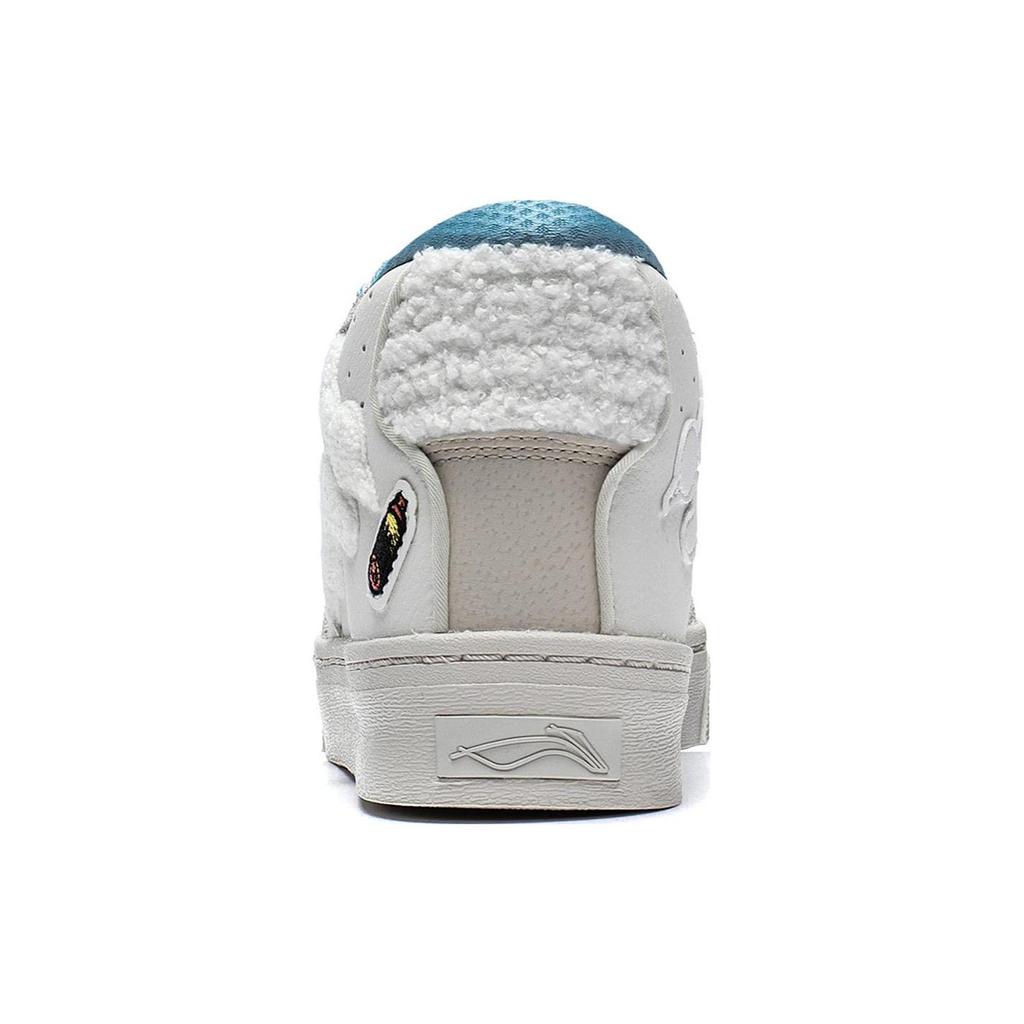Pablo Ientile x Li Ning Wave 180 Abriebfest Leichte Dämpfung Mittelhoch Skateboard-Schuhe Damen Perlmuttweiß AECS054-3