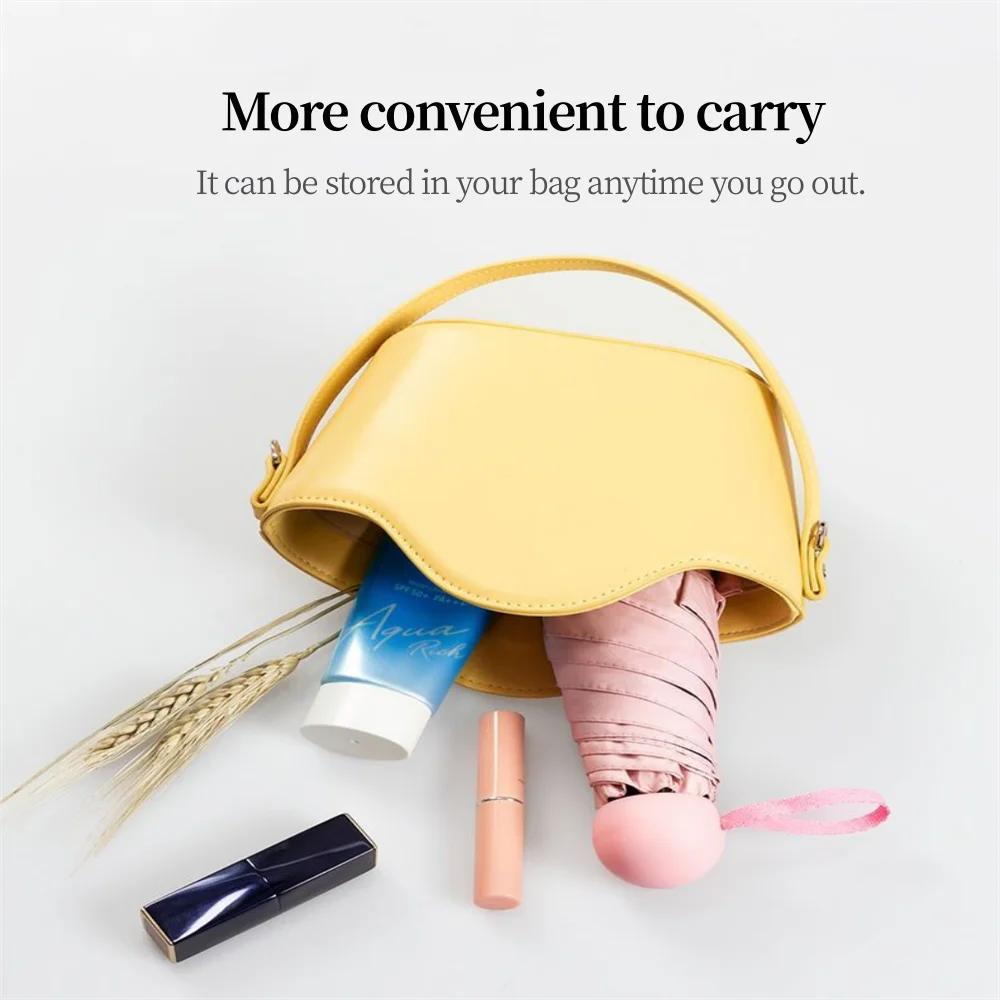 Ombrello Pieghevole da Viaggio 6 Stecche Leggero Compatto Tascabile Antivento Antipioggia con Contenitore a Capsula per la Vita Quotidiana