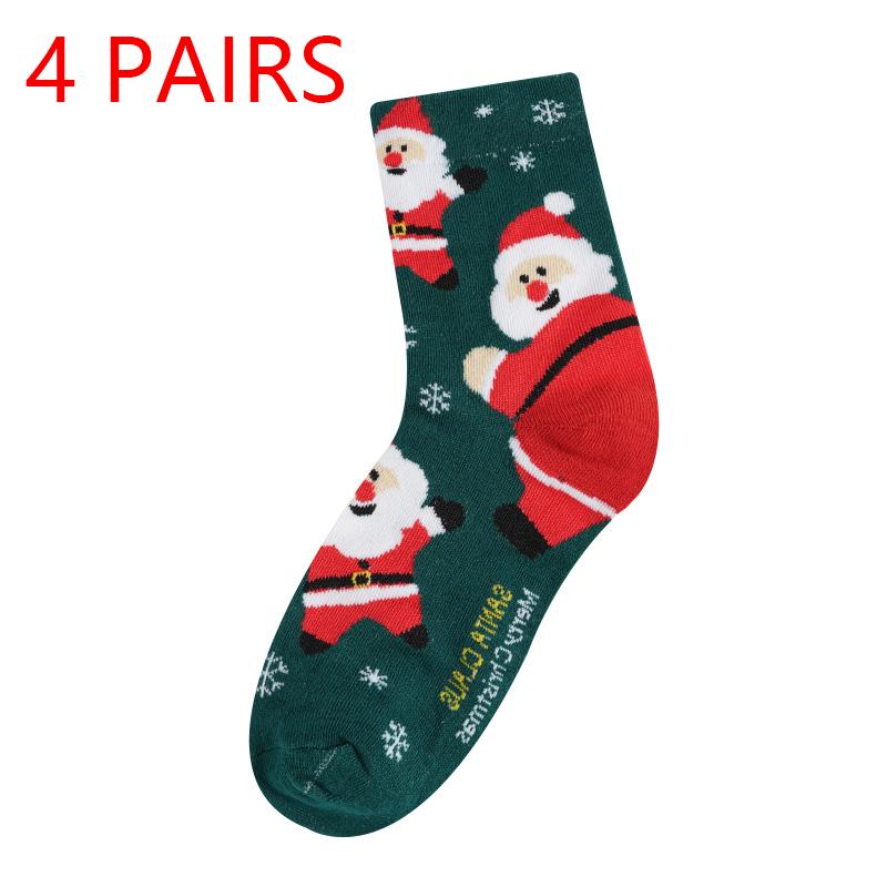 

4/5 пар/набор Рождественские носки Хлопок Удобные Модные Повседневные Дышащие Носки средней длины Женские Смешные Мультяшные Теплые Подарочные Носки One size зелёный