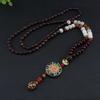 Handmade Nepal Buddhist Mala Bead Pendant Necklace Ethnic Wooden Jewelry Gifts for Women