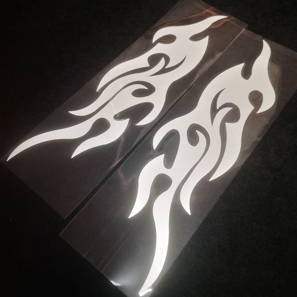 Motorcycle Stickers - Flame Decals | Set of 2 Waterproof Emblems for Motorcycle, Scooter, Snowmo, Luggage, Skateboard, Truck