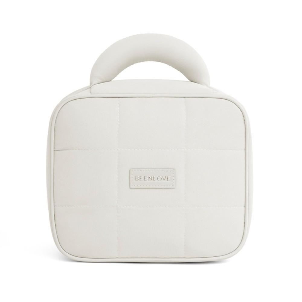 

Portable Large Capacity Cosmetic Storage Bag Solid Color Handheld Makeup Organizer Bag Puffy Quilted Toiletry Bag