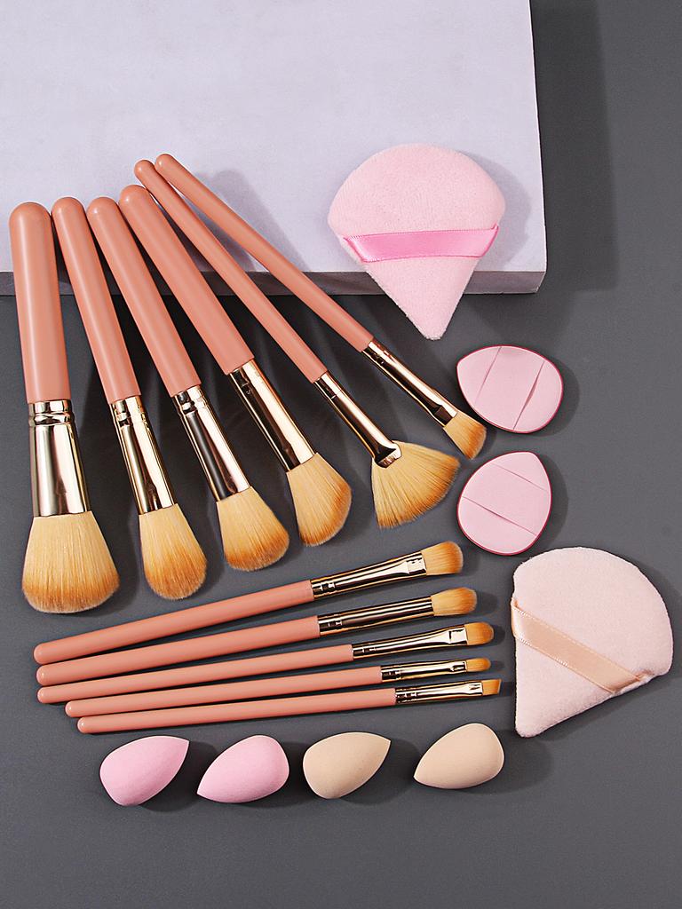 11 makeup brushes +4 sponge powder puffs +4 mini beauty eggs, non-latex, reusable, multi-functional daily travel makeup tools