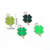 20pcs Four-Leaf Jewelry Making Charms, Assorted Green Charm Pendant Plated Enamel Charm Pendant For Earring Necklace Bracelet