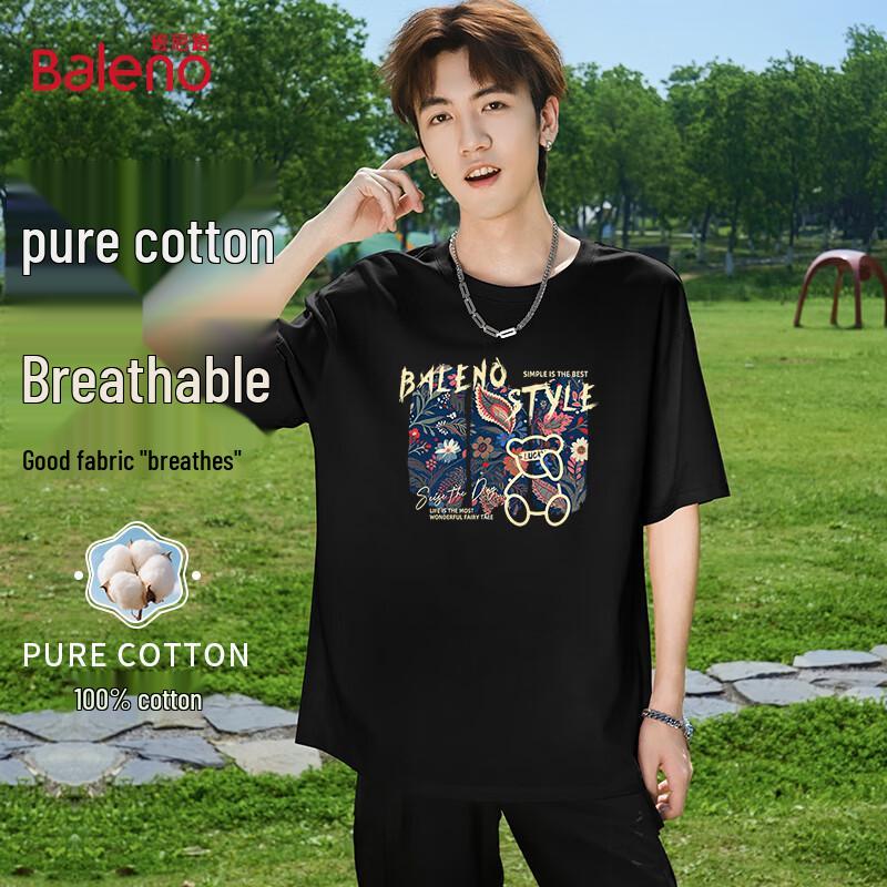 Baleno Men s 2025 Summer Heavyweight Cotton Crew Neck T-Shirt 5XL