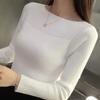 Sweater Women Long Sleeve Slim Black Pullover Knitwear Casual Slash Neck Solid Color Jumper Korean Fashion Autumn Winter