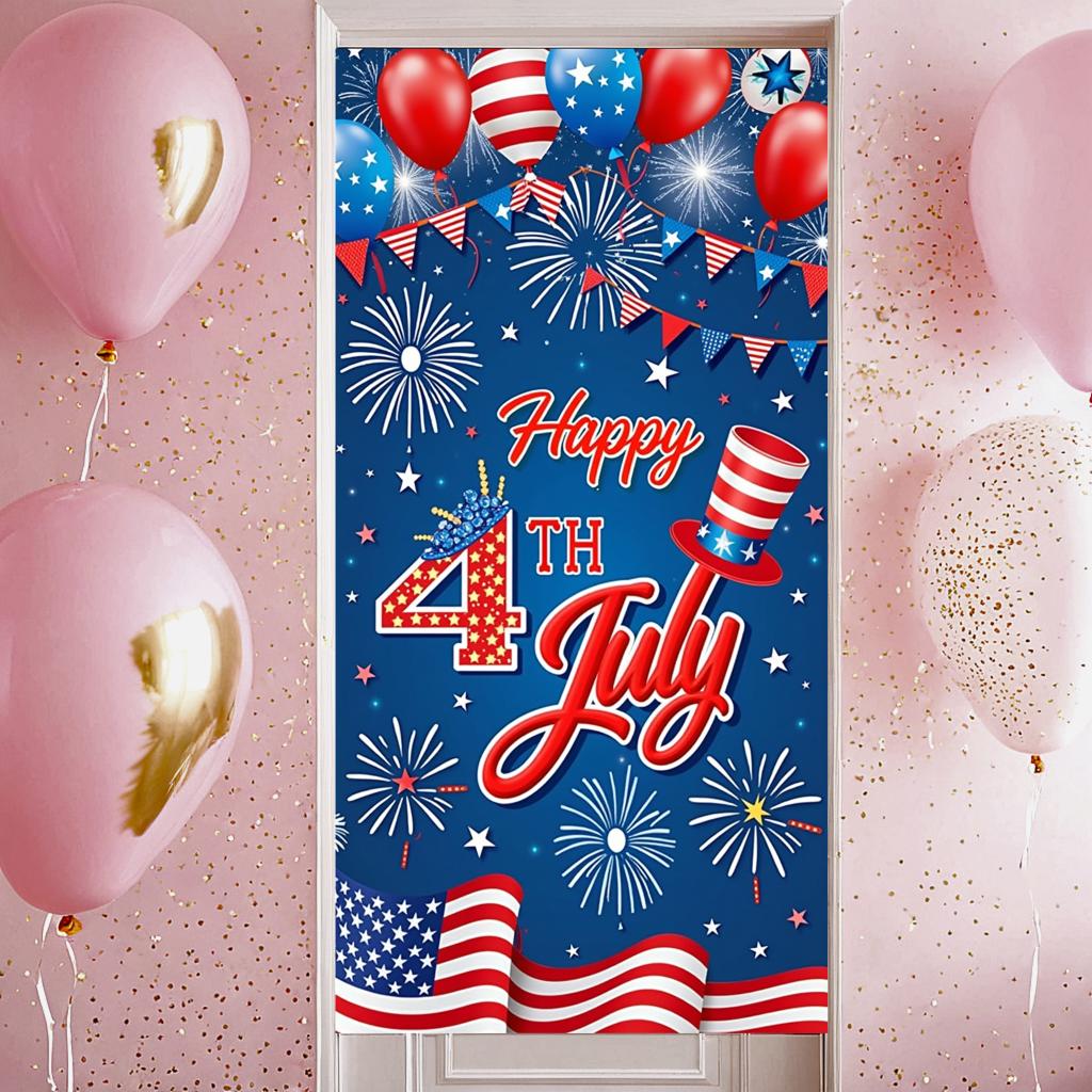 High-Quality Material American Flag Banner Indoor Decoration American Celebration Banner Colorful Balloons for Independence Day