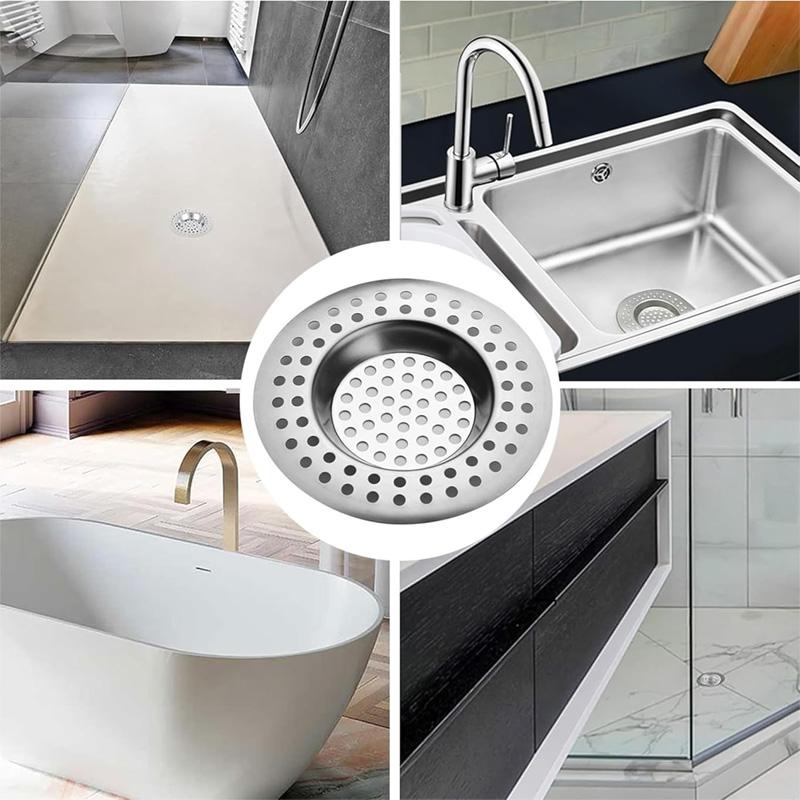 2Pcs Stainless Steel Kitchen Sink Strainer Plug Drain Hair Catcher Sink Stopper Drain Filter Standard Strainer Drain Protector