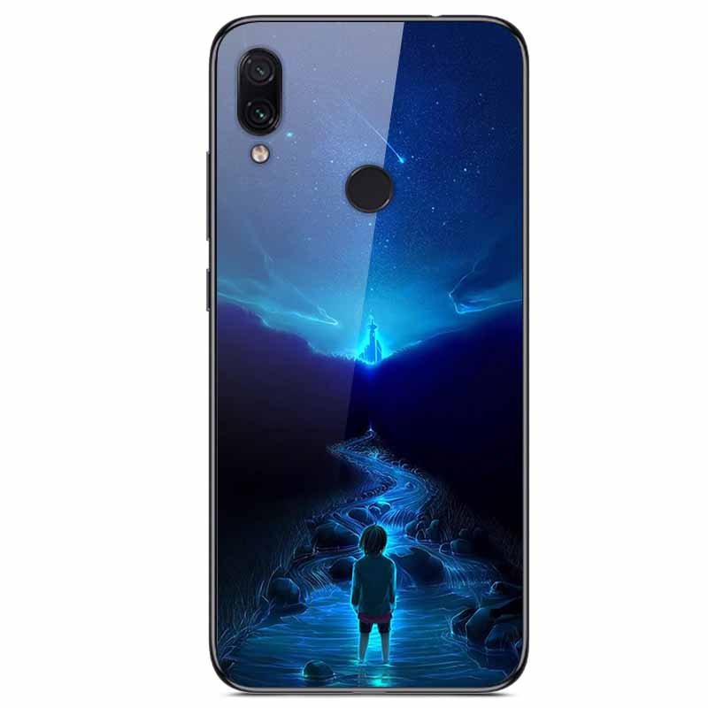 For Redmi Note 7 Cases Note7 Pro Tempered Glass Hard Back Cover For Xiaomi Redmi 7 Pro Phone Case Protective Funda Bumper Note 7