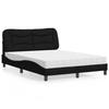 VidaXL Bed with Mattress Black 140x200 Cm Fabric, Bedroom Furniture, Double Bed, Curved Bed Frame, Slatted Base, Bed 3208536