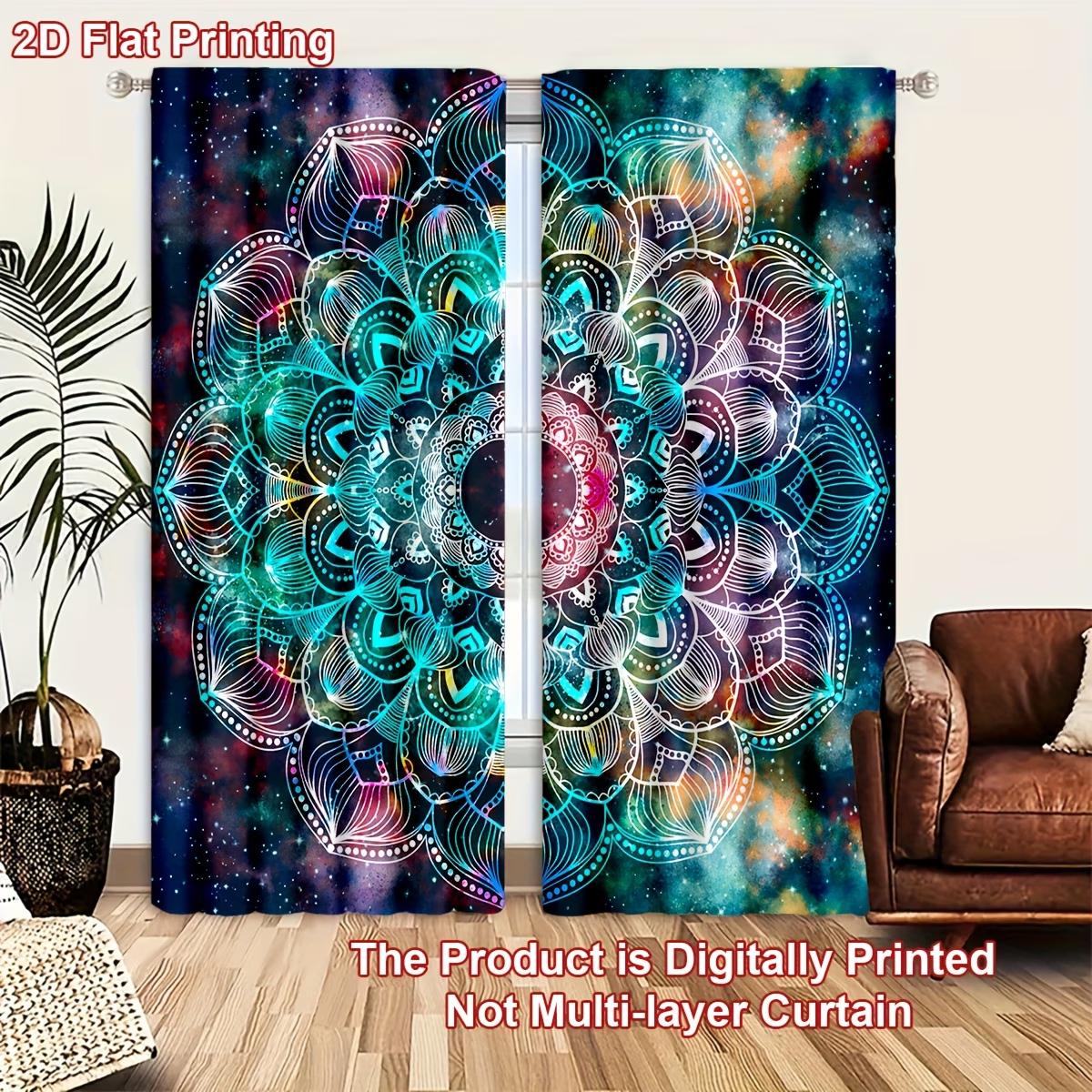 

2PC Cosmic Mandala Curtains - Galaxy & Boho Print Window Drapes for Living Room Bedroom Decor 24x59in(60x150CM)x2&Rod Pocket