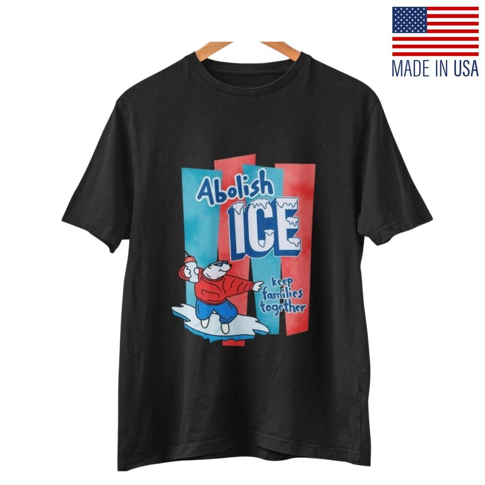 Abolish ICE Graphic T-Shirt Protest Streetwear Political Unisex Tee Black White S
