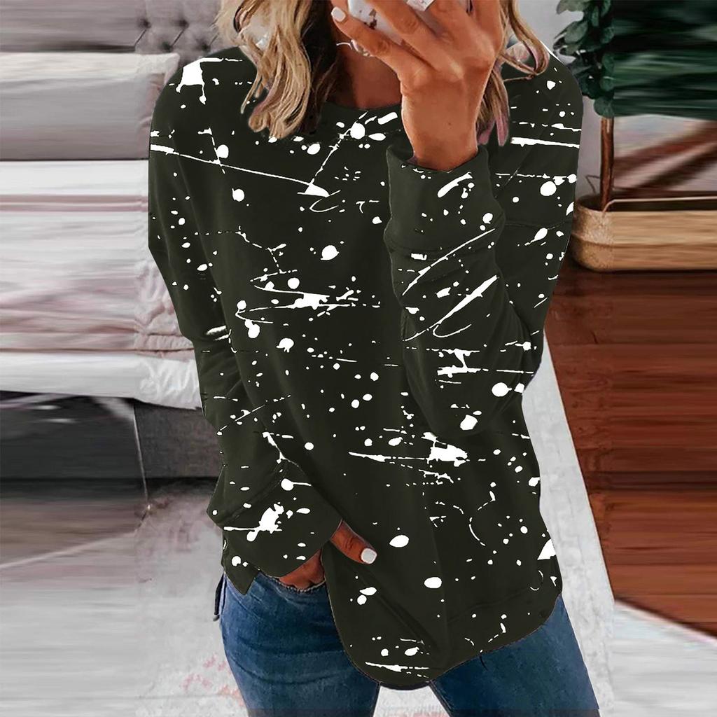Women's Casual Fashion Halloween Print Long Sleeve Round Neck Pullover Top
