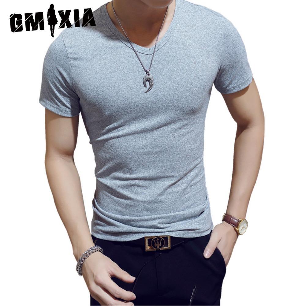 

GMXIA Мужская мода повседневные однотонные принтованные топы и футболки XXXXL светло-серый