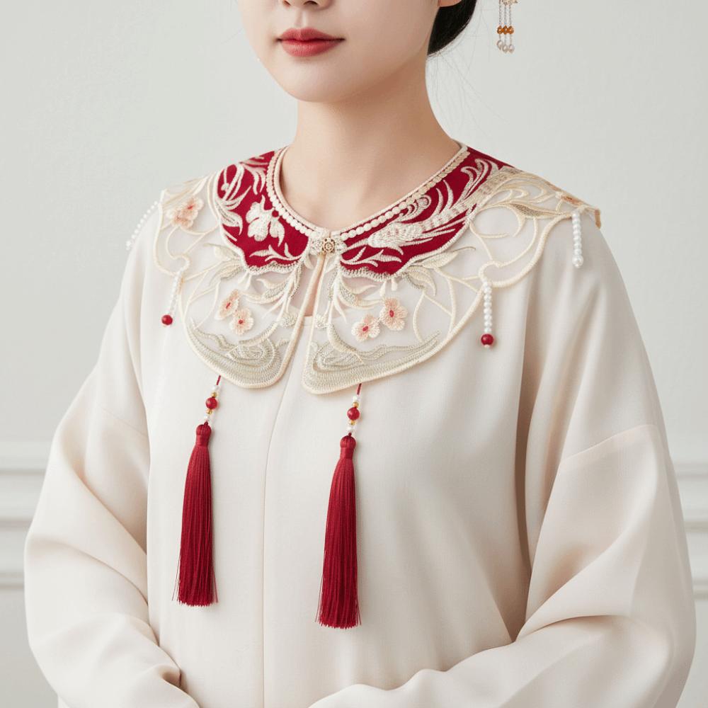 Embroidery Design Hanfu Collar Chinese Style Horse-face Skirt Yunjian Collar Chinese Traditional