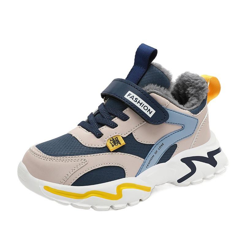 New students soft-soled cotton shoes are non-slip, light and warm, autumn and winter boys 2025 primary school students sports shoes with velvet