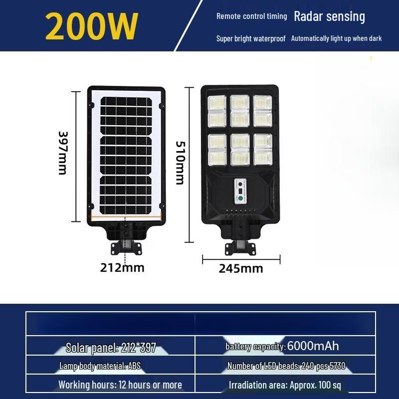 200W Telescopic Pole Solar Street Light