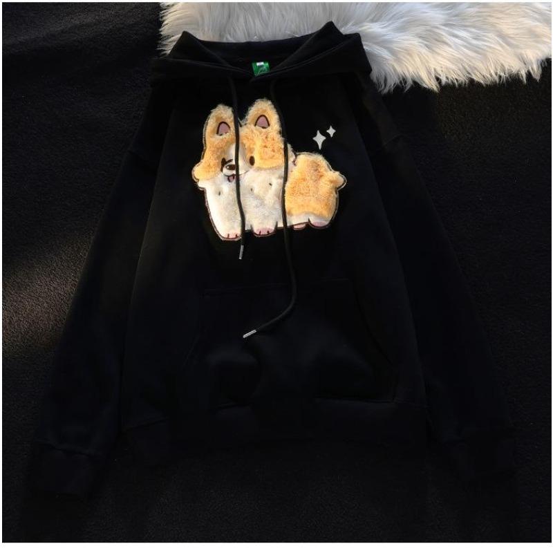 Ladies Fashion Casual Long Sleeve Round Neck Hoodie Pullover Top With  Pockets