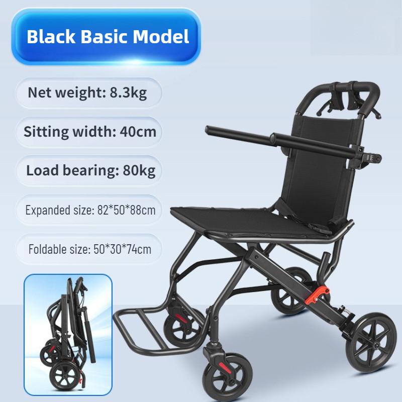 Scaun cu rotile manual portabil pentru vârstnici, ușor și pliabil, pentru vârstnici, pliabil, scuter de mers pe jos