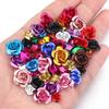 50/100pcs Aluminum Rose Flower Metal Mixed Color Flowers For Wedding Party DIY Jewelry Making Crafts Earring Headwear Decoration
