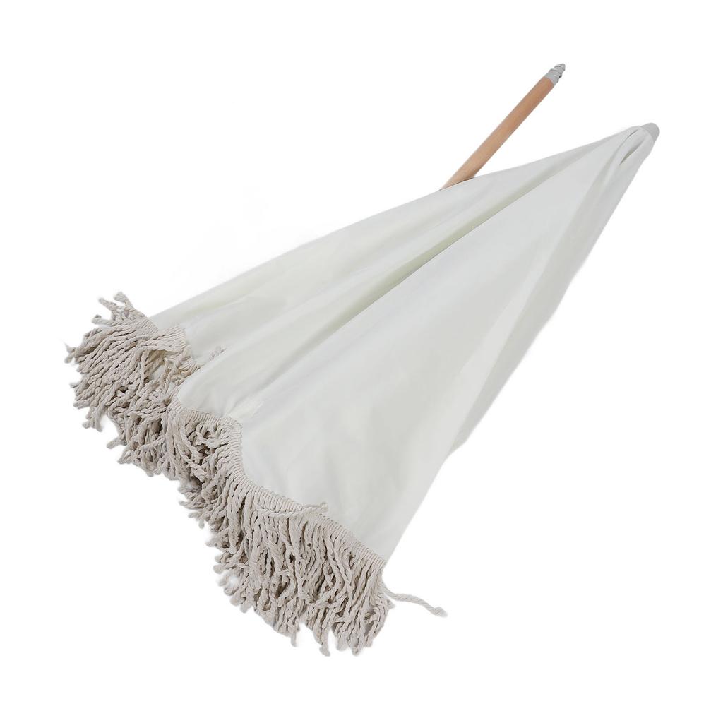 Patio Umbrella with Fringe 8 Fiberglass Ribs UV Proof Large Outdoor Table Market Umbrella for Garden Deck Backyard Pool