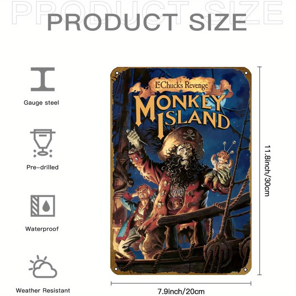 Monkey Island Video Game Metal Wall Art - Cool Gaming Decor, Perfect Gift for Gamers, 8x12 inches, Perfect for Room Decor