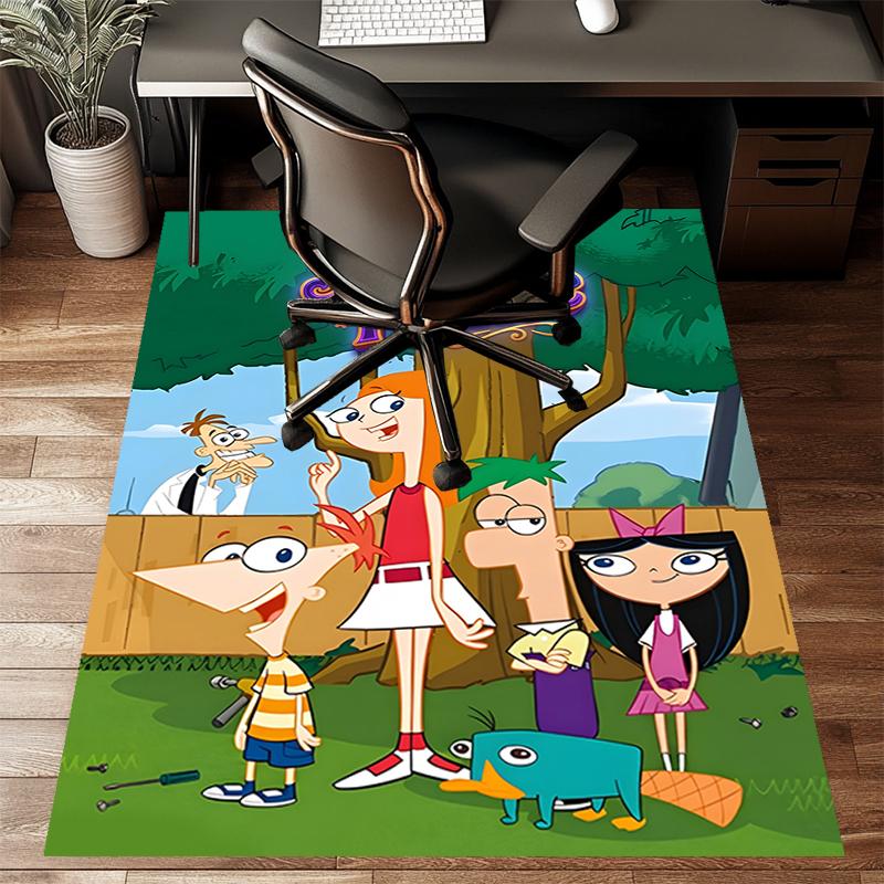 Phineas and Ferb Design Area Rug Personalized Name- Non-Slip, Soft & Cozy Floor Mat for Living Room, Office - Indoor/Outdoor Carpet